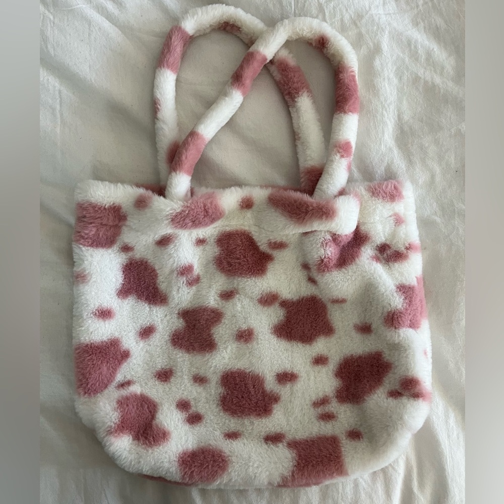 Pink and White Faux Fur Tote Bag